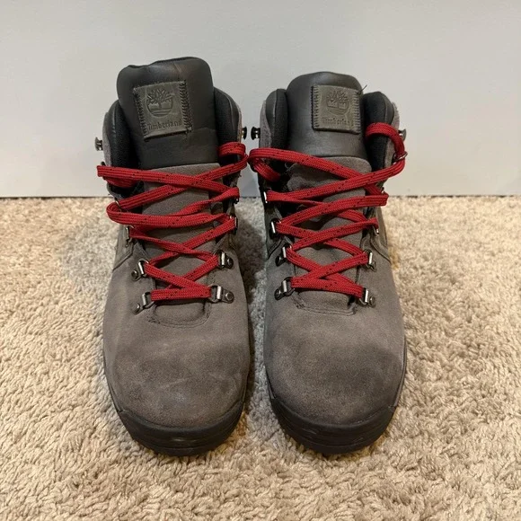 Timberland Men's Gray Boots with Red Laces - Picture 2 of 8